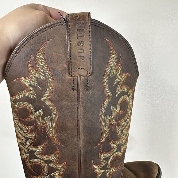 Justin Boots Mens 8.5 EE Brown Leather Tall Western Cowboy Country main image 4